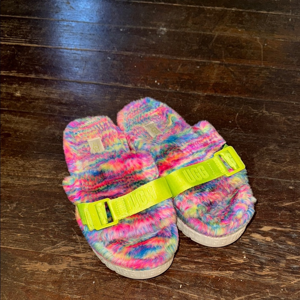 UGGs Multicolor Fuzzy Slippers